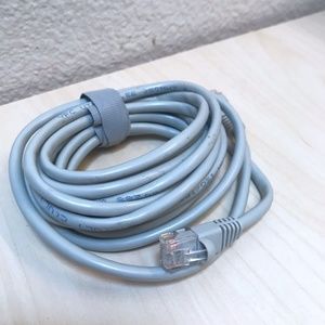 Ethernet cable with velcro tie. Grey. 10 Feet Long.  NEW.